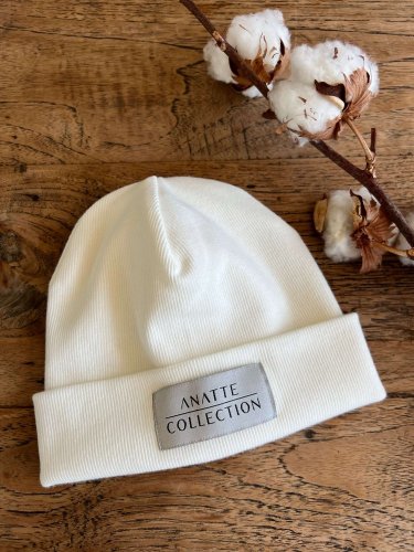 Dvojvrstvová čiapka s logom ANATTE COLLECTION - Farba: Krémová, Veľkosť: XS  0-3 mesiacov, Výrobca: Anatte Collection